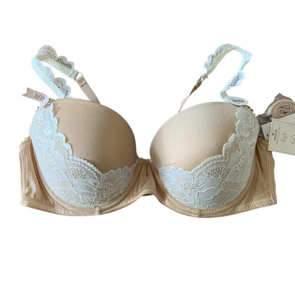 Candie's intimates bra collection beige nude and white lace details